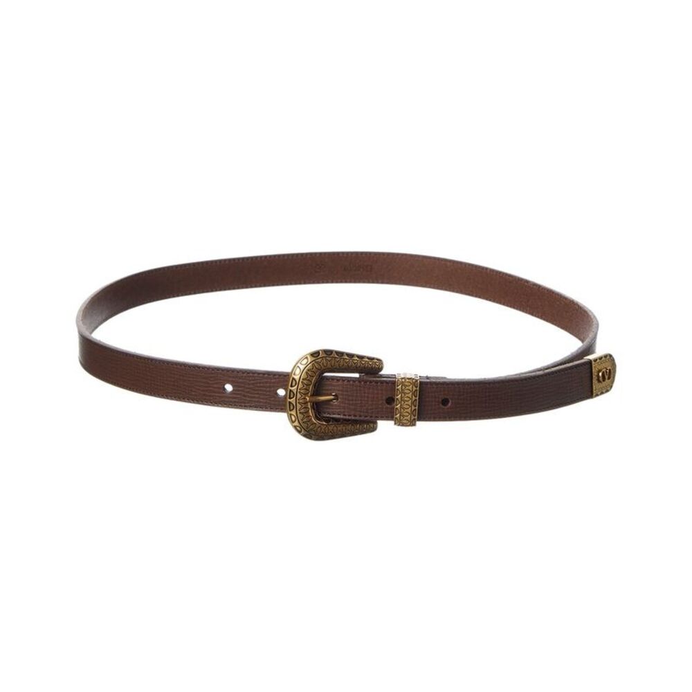 Valentino Vlogo Signature Leather Belt, Brown
